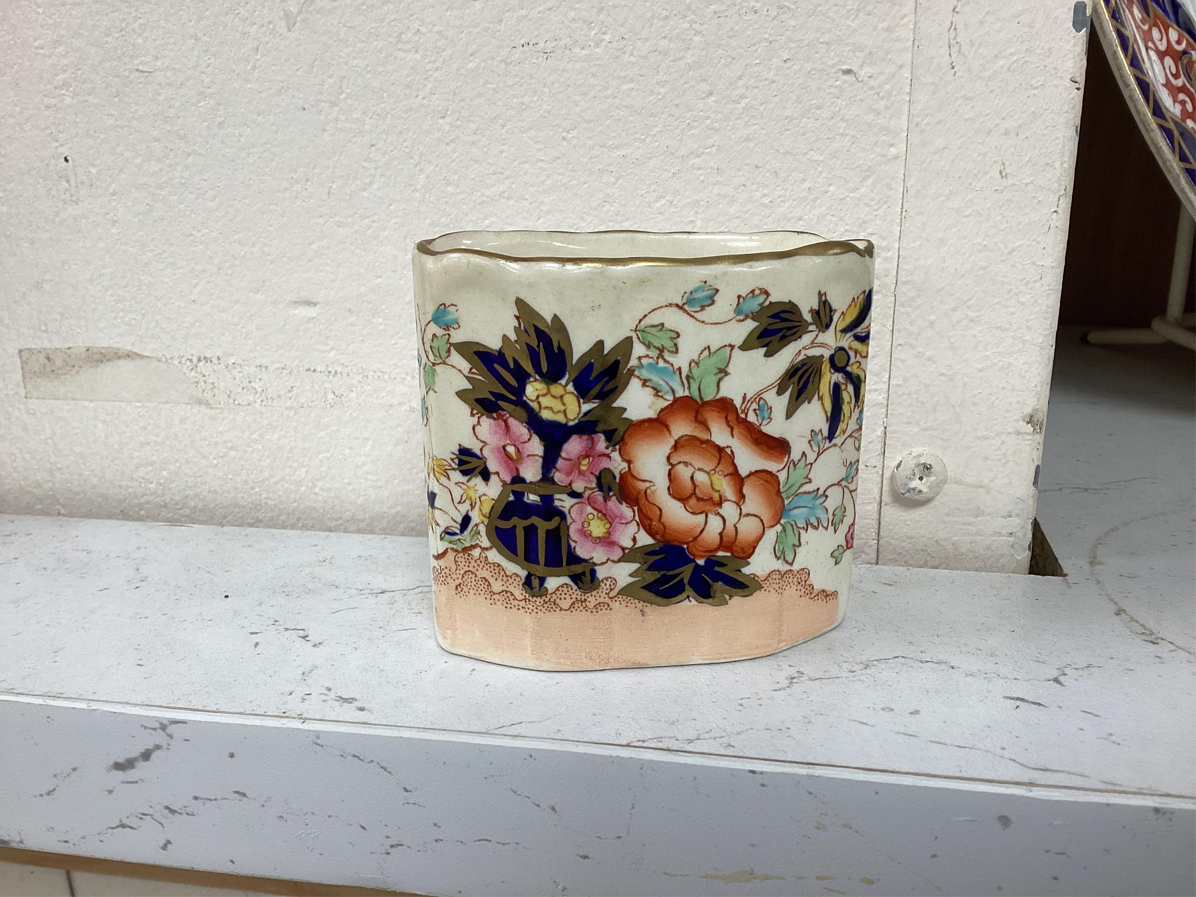 A quantity of Royal Crown Derby Imari to include a sandwich plate, cups and saucers and and miniature twin handled cups, largest 27cm in diameter